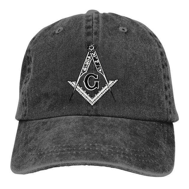 Riaz Impex Masonic Caps & Hats Black Master Mason Washed Denim Cap – Printed Emblem