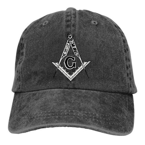 Riaz Impex Masonic Caps & Hats Black Master Mason Washed Denim Cap – Printed Emblem