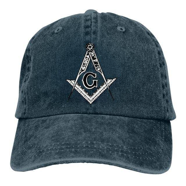 Riaz Impex Masonic Caps & Hats Blue Master Mason Washed Denim Cap – Printed Emblem