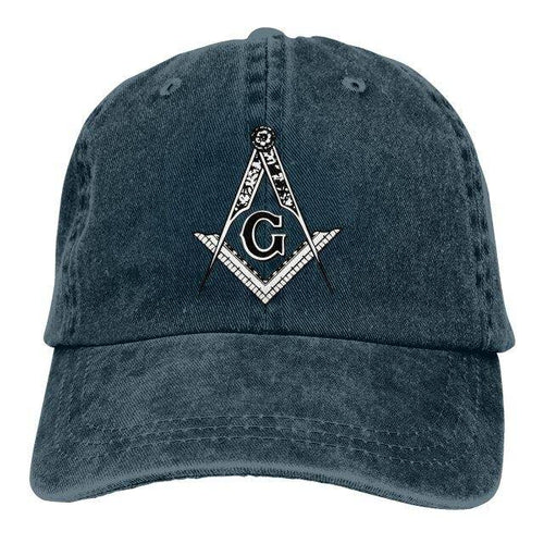 Riaz Impex Masonic Caps & Hats Blue Master Mason Washed Denim Cap – Printed Emblem