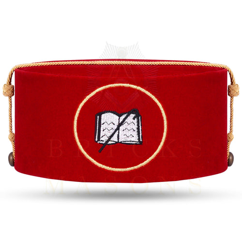 Riaz Impex Masonic Caps & Hats Chaplain Royal Arch Chapter Officer Crown Cap – Red Hand Embroidery