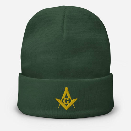 Riaz Impex Masonic Caps & Hats Dark Green Master Mason Embroidered Beanie – Golden Emblem