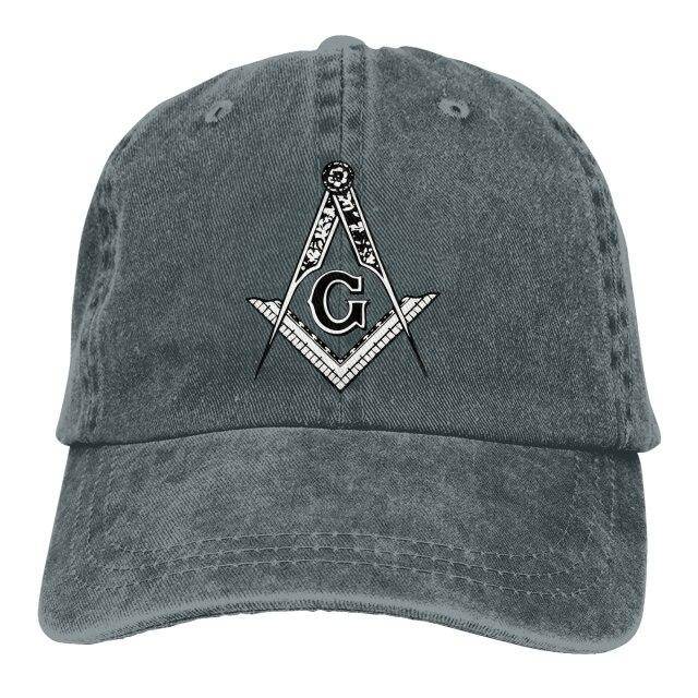 Riaz Impex Masonic Caps & Hats Dark Grey Master Mason Washed Denim Cap – Printed Emblem