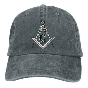 Riaz Impex Masonic Caps & Hats Dark Grey Master Mason Washed Denim Cap – Printed Emblem