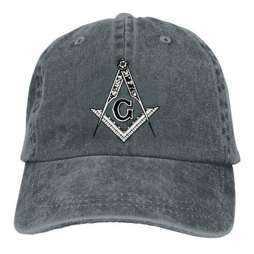 Riaz Impex Masonic Caps & Hats Dark Grey Master Mason Washed Denim Cap – Printed Emblem