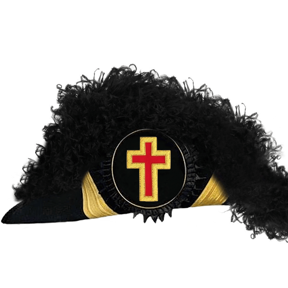 Riaz Impex Masonic Caps & Hats Eminent Commander Knights Templar Chapeau – All Black Plumes
