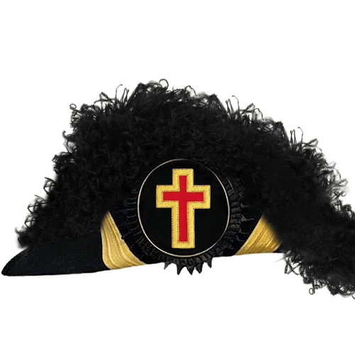 Riaz Impex Masonic Caps & Hats Eminent Commander Knights Templar Chapeau – All Black Plumes