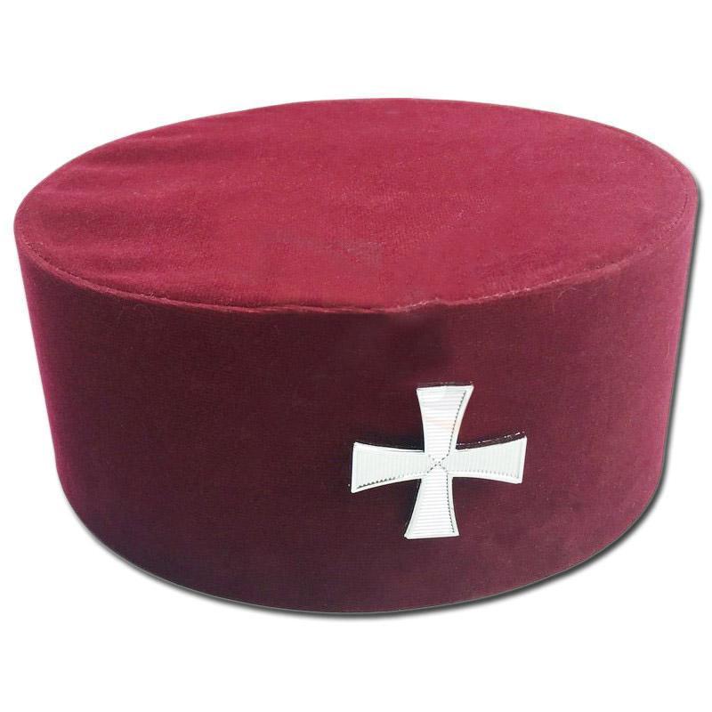 Riaz Impex Masonic Caps & Hats English Knights Templar Crown Cap – Maroon Velvet with Cross