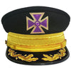 Past Grand Commander Knights Templar Fatigue Cap – Purple Metal Cross With Large Braid & Vinework (Gold/Silver)