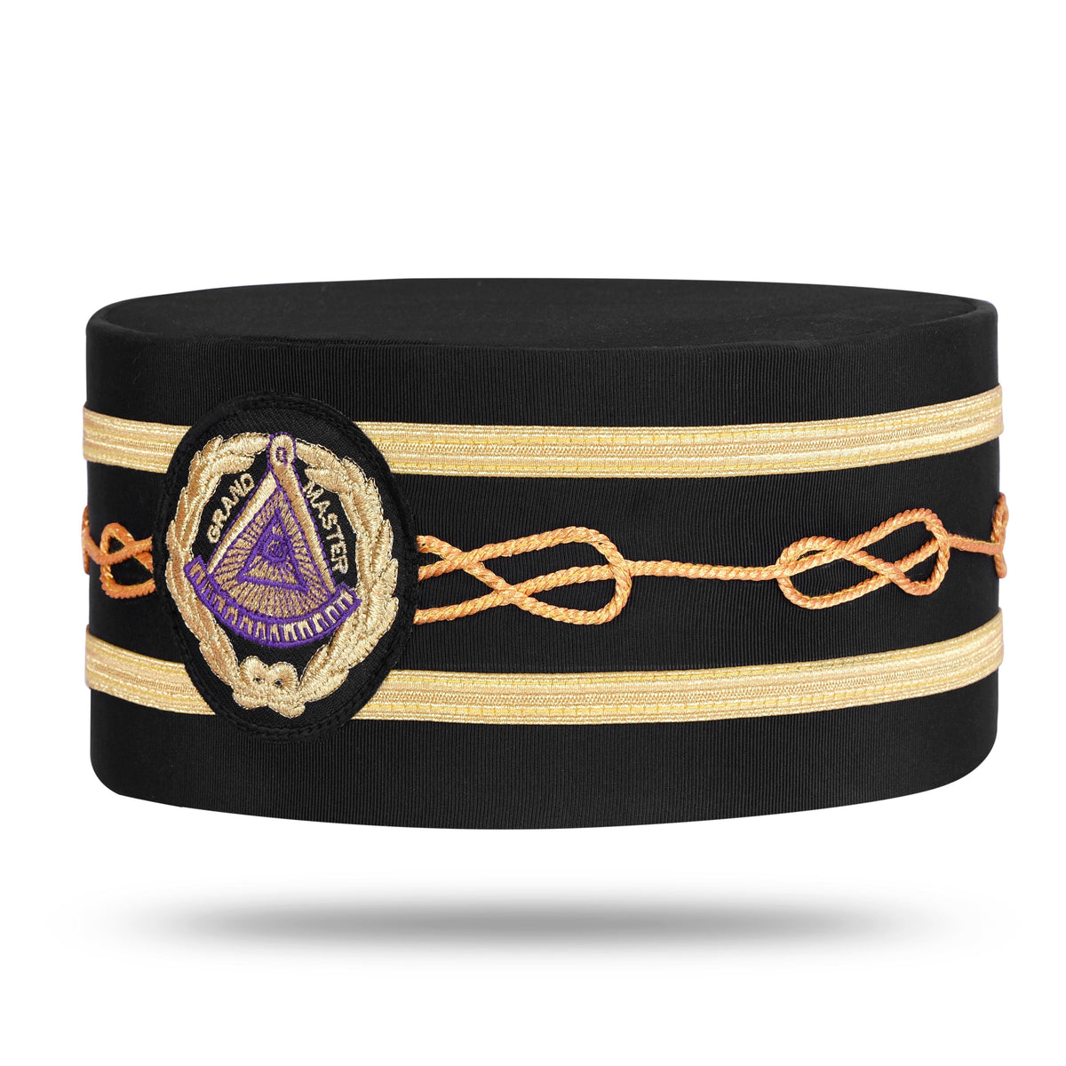 Riaz Impex Masonic Caps & Hats Grand Master Blue Lodge Crown Cap – Black Machine Embroidery Patch With Two Braids