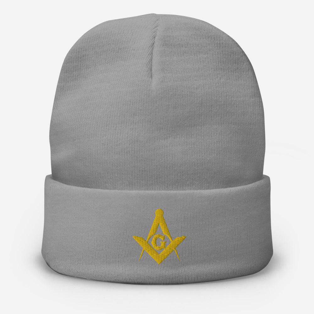 Riaz Impex Masonic Caps & Hats Gray Master Mason Embroidered Beanie – Golden Emblem