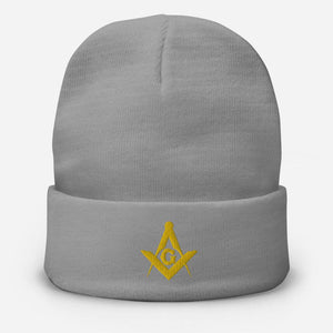 Riaz Impex Masonic Caps & Hats Gray Master Mason Embroidered Beanie – Golden Emblem