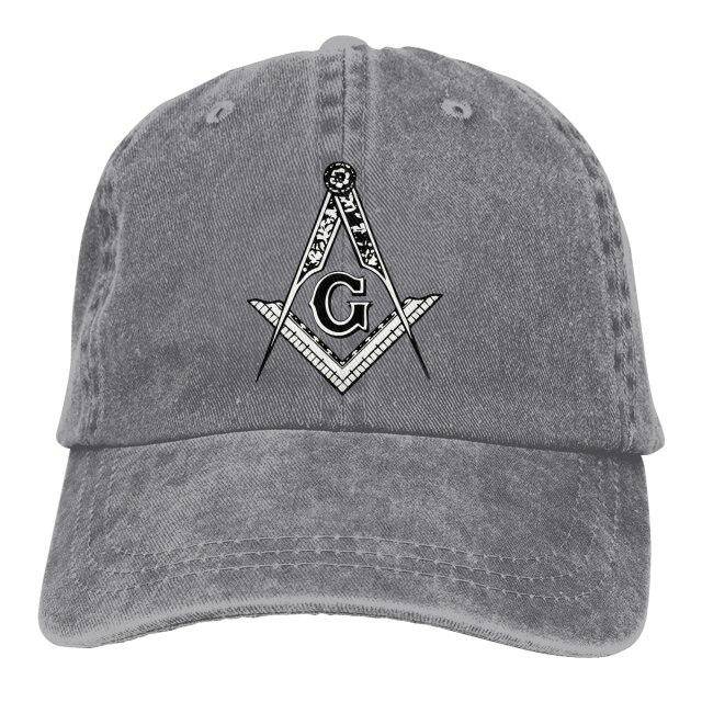 Riaz Impex Masonic Caps & Hats Grey Master Mason Washed Denim Cap – Printed Emblem