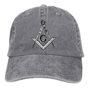 Riaz Impex Masonic Caps & Hats Grey Master Mason Washed Denim Cap – Printed Emblem