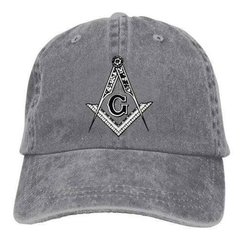 Riaz Impex Masonic Caps & Hats Grey Master Mason Washed Denim Cap – Printed Emblem