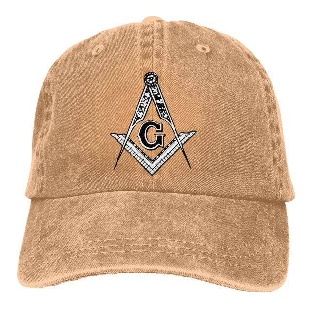 Riaz Impex Masonic Caps & Hats Khaki Master Mason Washed Denim Cap – Printed Emblem