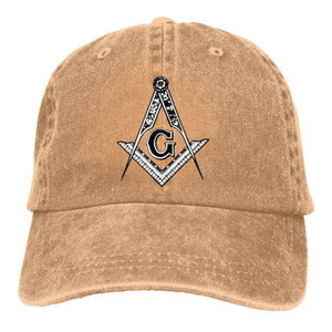 Riaz Impex Masonic Caps & Hats Khaki Master Mason Washed Denim Cap – Printed Emblem