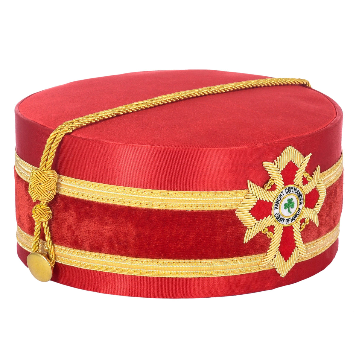 Riaz Impex Masonic Caps & Hats Knight Commander of the Court of Honour Scottish Rite Crown Cap – Red with Gold Bullion