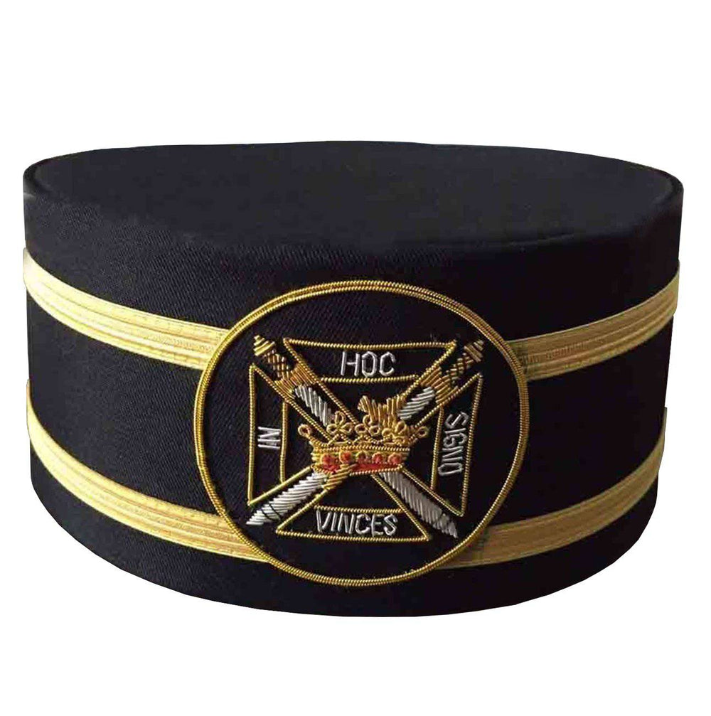 Riaz Impex Masonic Caps & Hats Knights Templar Crown Cap – Black Hand Embroidery
