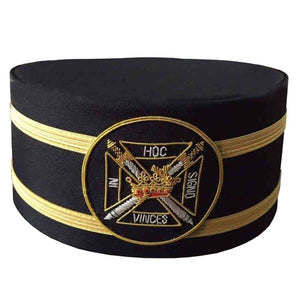 Riaz Impex Masonic Caps & Hats Knights Templar Crown Cap – Black Hand Embroidery