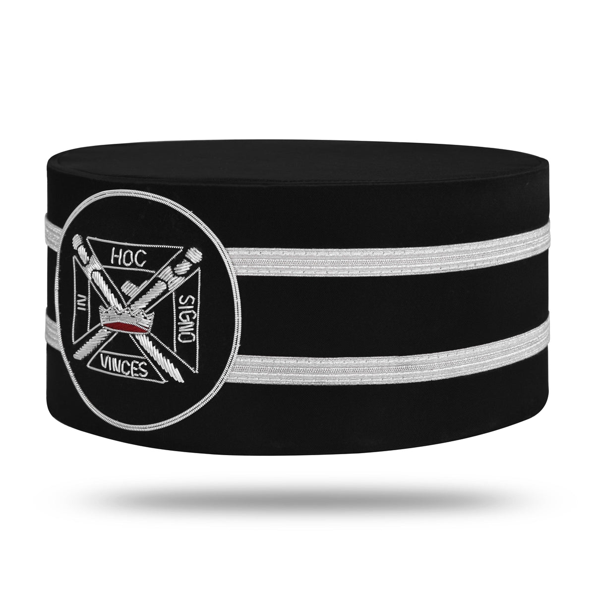 Riaz Impex Masonic Caps & Hats Knights Templar Crown Cap – Silver Embroidered Emblem With Double Braid