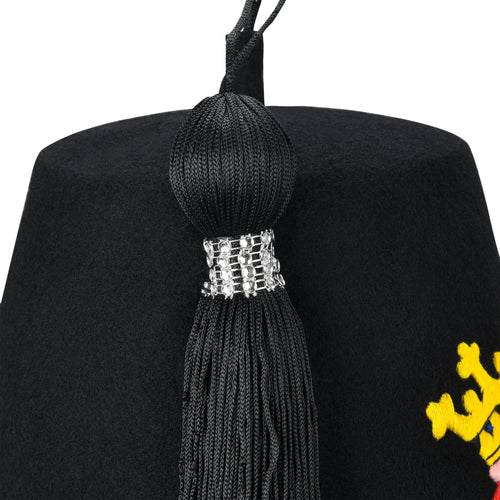 Riaz Impex Masonic Caps & Hats Knights Templar Fez Hat – Red & Gold Emblem (Rhinestones option)