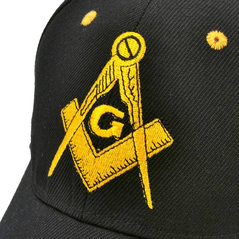 Riaz Impex Masonic Caps & Hats Master Mason Black Baseball Cap – Golden Embroidery