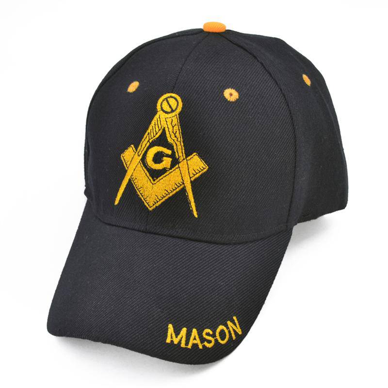 Riaz Impex Masonic Caps & Hats Master Mason Black Baseball Cap – Golden Embroidery