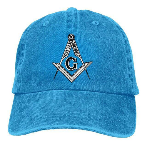 Riaz Impex Masonic Caps & Hats Navy Blue Master Mason Washed Denim Cap – Printed Emblem