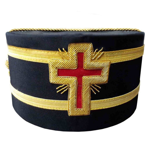 Riaz Impex Masonic Caps & Hats Past Commander Knights Templar Crown Cap – Black with Red Cross