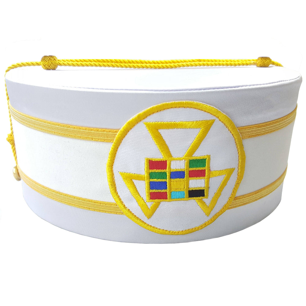 Riaz Impex Masonic Caps & Hats Past High Priest Royal Arch Chapter Crown Cap – White with Gold Braid Machine Embroidery