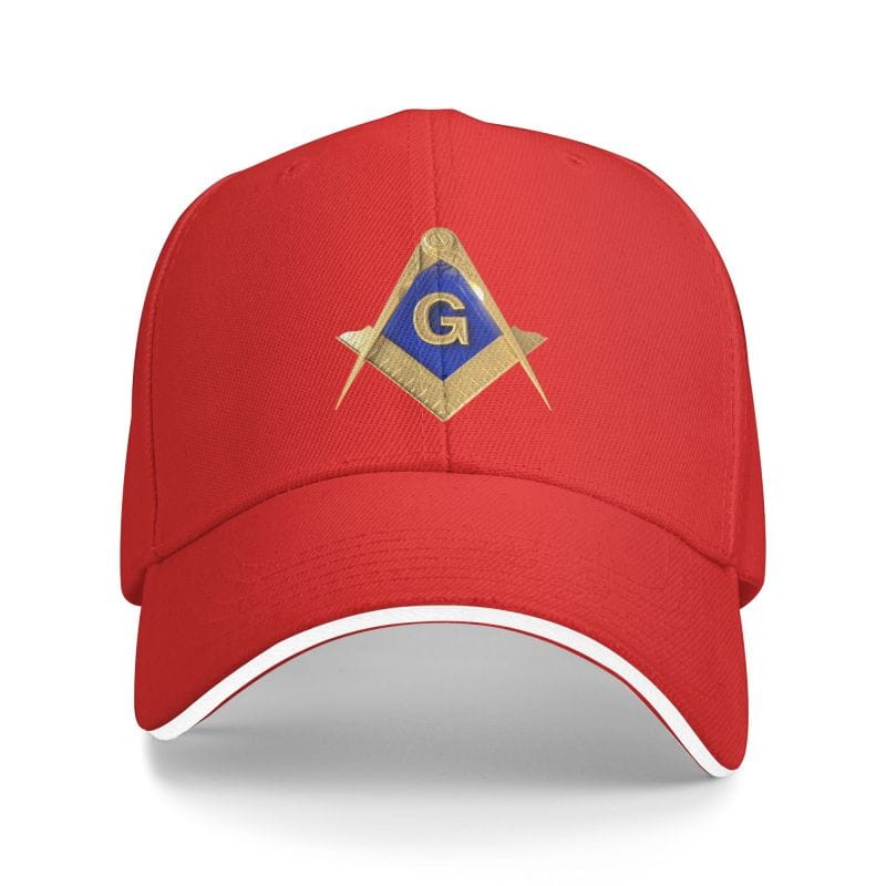 Riaz Impex Masonic Caps & Hats Red Master Mason Adjustable Baseball Cap – Golden Emblem