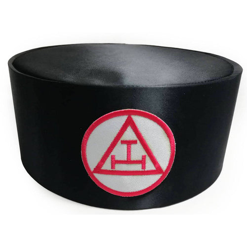 Riaz Impex Masonic Caps & Hats Royal Arch Chapter Crown Cap – Black Triple Tau Insignia Machine Embroidery