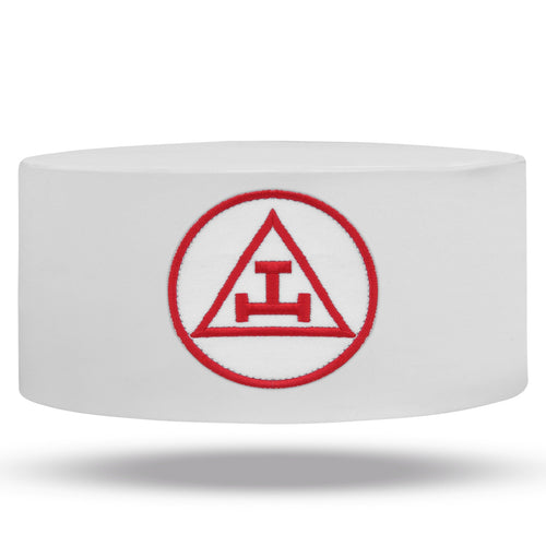 Riaz Impex Masonic Caps & Hats Royal Arch Chapter Crown Cap – White with Red Triple Tau Machine Embroidery