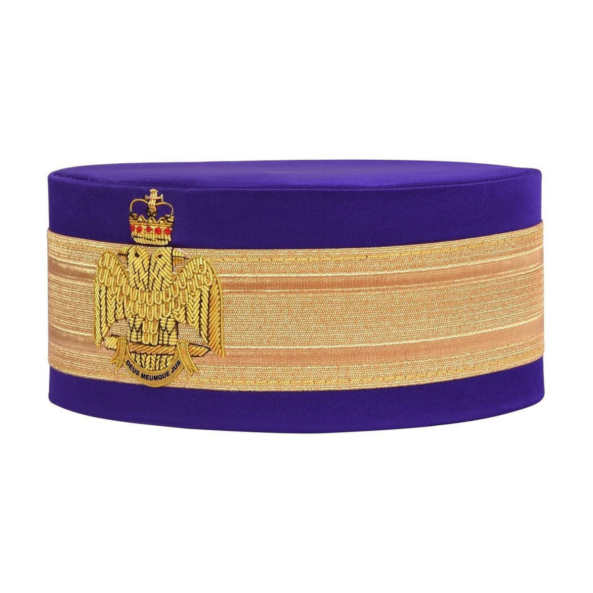 Riaz Impex Masonic Caps & Hats Scottish Rite Crown Cap – Wings Down Purple Silk With Gold Braid