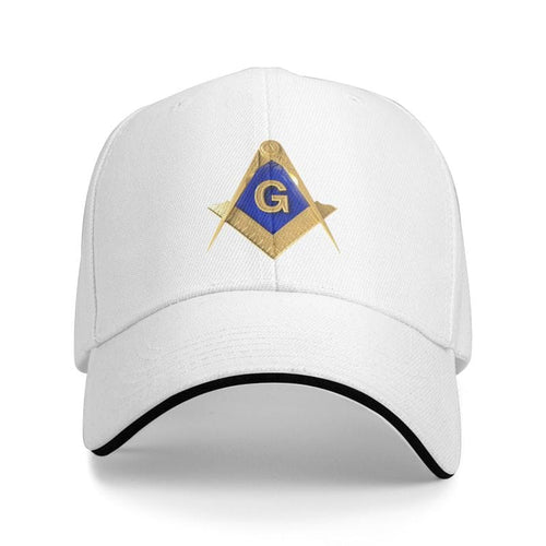 Riaz Impex Masonic Caps & Hats White Master Mason Adjustable Baseball Cap – Golden Emblem