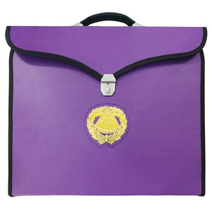 Riaz Impex Masonic Cases 17'' x 15'' x 1/4'' Grand Master Blue Lodge Apron Case – Purple Imitation Leather MM, WM & Provincial