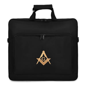 Riaz Impex Masonic Cases 17'' x 15'' x 1/4'' Master Mason Blue Lodge Apron Case – Black Cordura Fabric With Gold Emblem