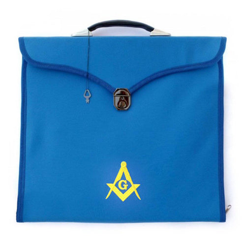 Riaz Impex Masonic Cases 17'' x 15'' x 1/4'' Master Mason Blue Lodge Apron Case – Blue Imitation Leather MM, WM, Provincial