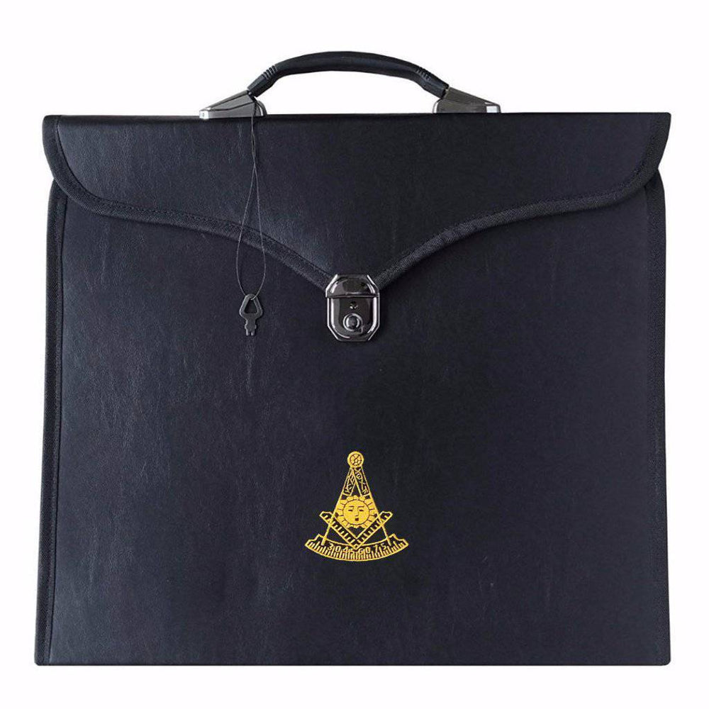 Riaz Impex Masonic Cases 17'' x 15'' x 1/4'' Past Master Blue Lodge Apron Case – Black Imitation Leather MM, WM, Provincial