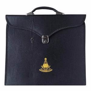 Riaz Impex Masonic Cases 17'' x 15'' x 1/4'' Past Master Blue Lodge Apron Case – Black Imitation Leather MM, WM, Provincial