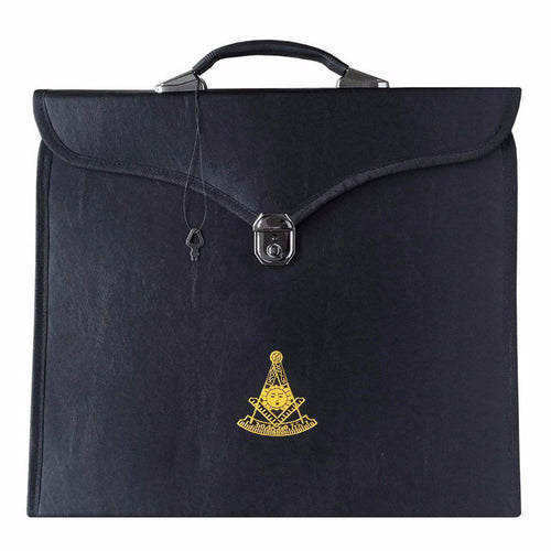 Riaz Impex Masonic Cases 17'' x 15'' x 1/4'' Past Master Blue Lodge Apron Case – Black Imitation Leather MM, WM, Provincial