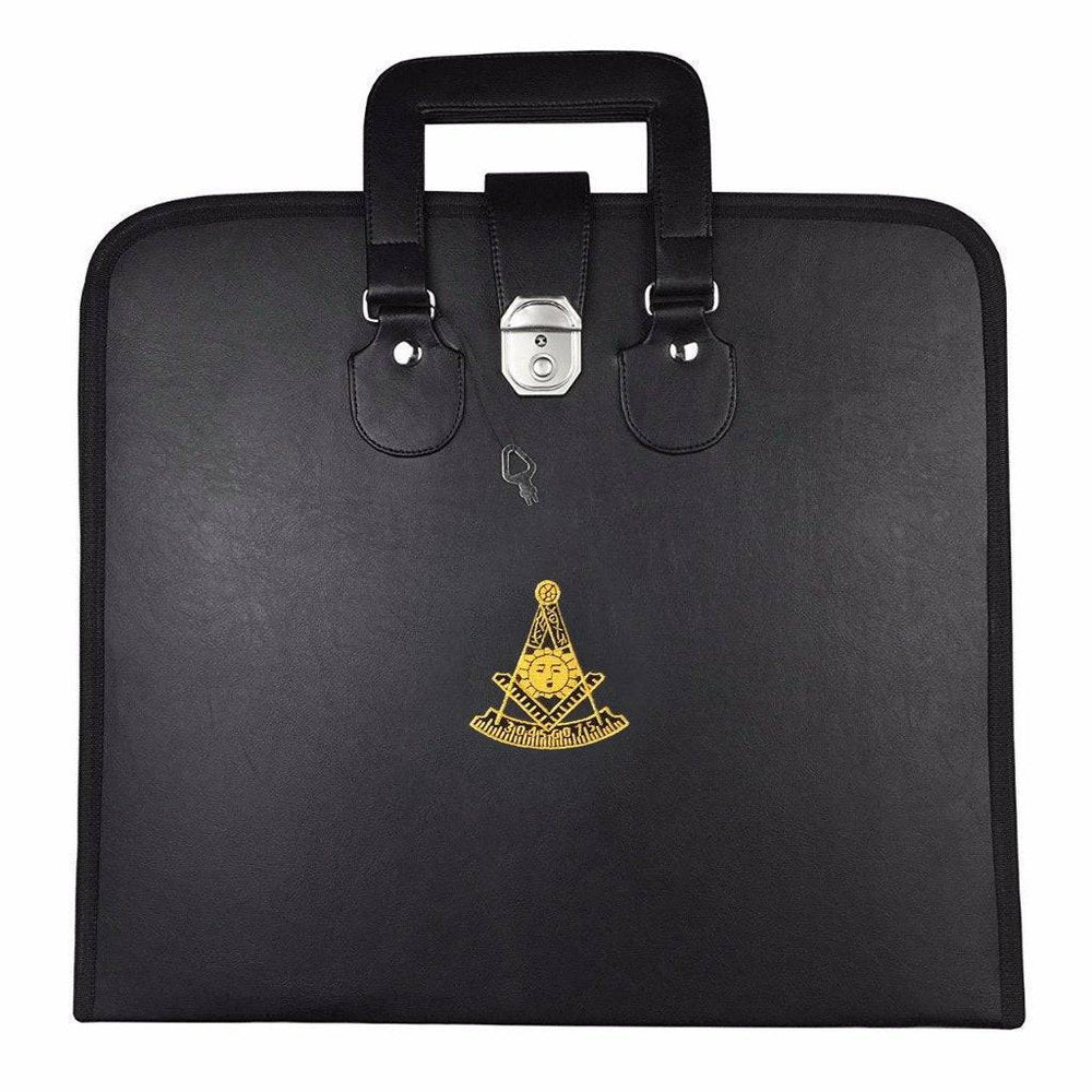 Riaz Impex Masonic Cases 17'' x 15'' x 1/4'' Past Master Blue Lodge Apron Case – Black Imitation Leather MM, WM, Provincial