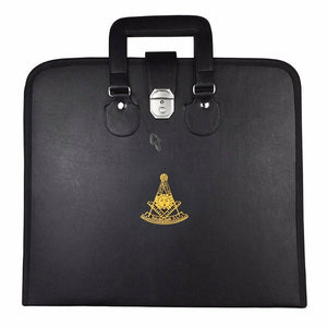 Riaz Impex Masonic Cases 17'' x 15'' x 1/4'' Past Master Blue Lodge Apron Case – Black Imitation Leather MM, WM, Provincial