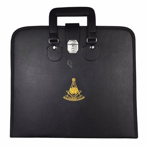 Riaz Impex Masonic Cases 17'' x 15'' x 1/4'' Past Master Blue Lodge Apron Case – Black Imitation Leather MM, WM, Provincial