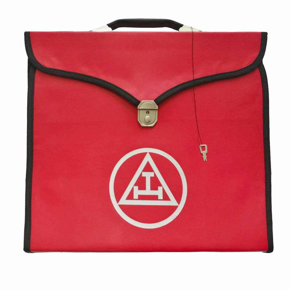 Riaz Impex Masonic Cases 17'' x 15'' x 1/4'' Royal Arch Chapter Apron Case – Red Imitation Leather MM, WM, Provincial