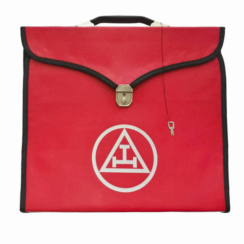 Riaz Impex Masonic Cases 17'' x 15'' x 1/4'' Royal Arch Chapter Apron Case – Red Imitation Leather MM, WM, Provincial