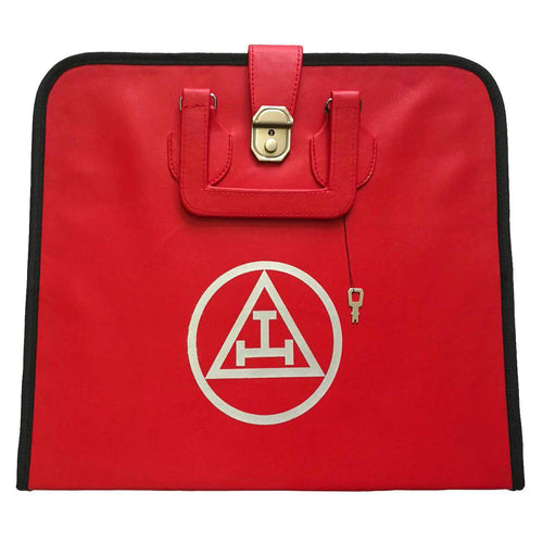 Riaz Impex Masonic Cases 17'' x 15'' x 1/4'' Royal Arch Chapter Apron Case – Red Imitation Leather MM, WM, Provincial