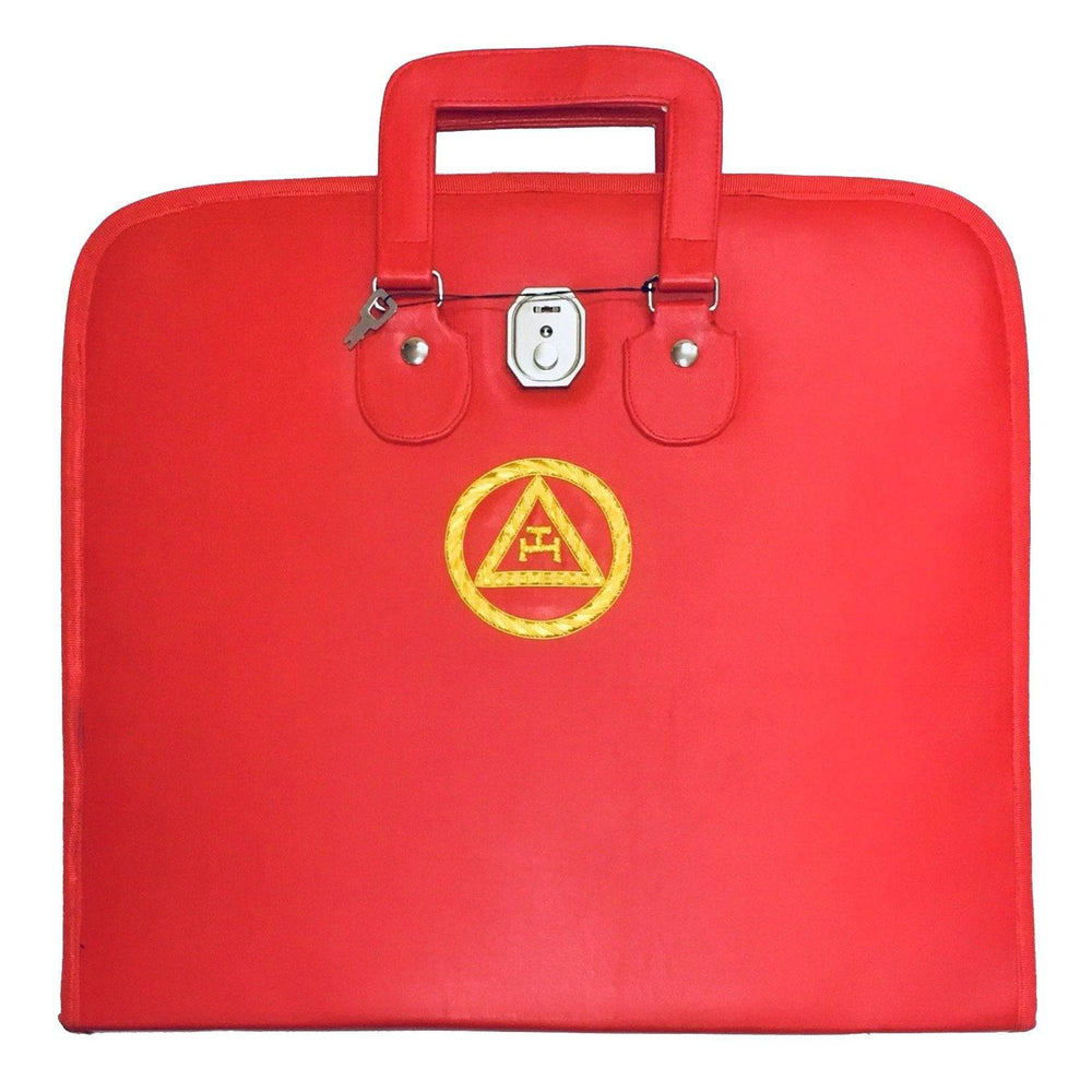 Riaz Impex Masonic Cases 17'' x 15'' x 1/4'' Royal Arch Chapter Apron Case – Red Triple Tau MM, WM, Provincial