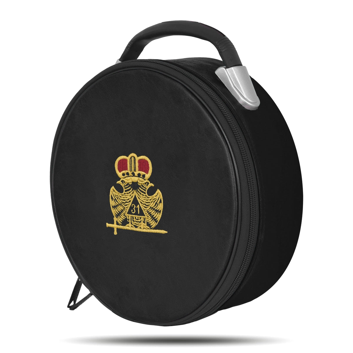 Riaz Impex Masonic Cases 31st Degree Scottish Rite Crown Cap Case – Double Eagle Black Machine Embroidery